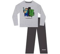 Minecraft Pijamas de Manga Larga para Niños - Steve y Creeper 8-9 años Gris