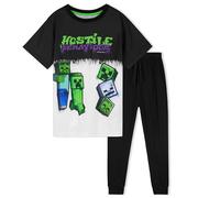Minecraft Pijamas para Niños - Conjunto de Pantalones y Camiseta Larga, Pijamas Chico Invierno - Regalo Chico (Negro/Blanco,13-14 años)