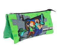 MINECRAFT - Portalápices, estuche triple, bolso escolar y guardería para niños y adolescentes, 22 x 12 cm