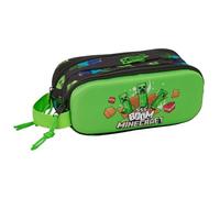 MINECRAFT - Portatodo Doble 3D, Estuche Infantil, Estuche Niño, Ideal para Niños en Edad Escolar, Cómodo y Versátil, Calidad y Resistencia, 21x6x8 cm