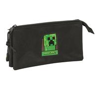MINECRAFT - Portatodo Triple, Estuche Infantil, Estuche Niño, Ideal para Niños en Edad Escolar, Cómodo y Versátil, Calidad y Resistencia, 22x3x12 cm