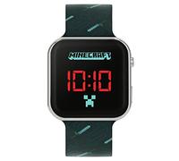 Minecraft MIN4097 - Reloj digital de cuarzo para niño con correa de silicona, negro, Correa