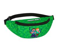 Minecraft Riñonera infantil, riñonera para niños gamer, verde y negro, Talla única, Riñonera