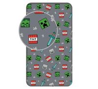 Minecraft - Sábana bajera ajustable para niños, 100 % algodón, tamaño individual 90 x 200 + 25 cm, sábana de algodón suave y transpirable con esquinas elásticas, ropa de cama de jugadores de Minecraft