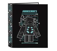 Safta Carpeta Folio 4 Anillas MINECRAFT SCREEN - Ideal para niños, cómoda y resistente 27x6x33 cm
