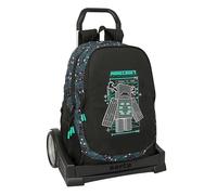 MINECRAFT SCREEN - Mochila Escolar, Espalda Ergonómica, con Carro Safta Evolution, Ideal para Niños de Diferentes Edades, Cómoda y Versátil, Calidad y Resistencia, 32x16x44 cm