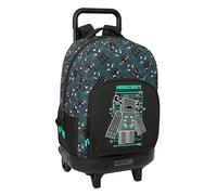MINECRAFT SCREEN - Mochila Grande con Ruedas, Compacta, Extraíble, Ideal para Niños de Diferentes Edades, Cómoda y Versátil, Calidad y Resistencia, 33x22x45 cm
