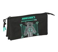 MINECRAFT SCREEN - Portatodo Triple, Estuche Infantil, Estuche Niño, Ideal para Niños en Edad Escolar, Cómodo y Versátil, Calidad y Resistencia, 22x3x12 cm