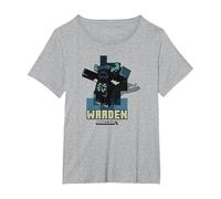 Minecraft Sculk Shriekers Hostile Mob Warden Shadows Camiseta, Mujer Tallas Grandes, Gris Jaspeado, 6XL Grande