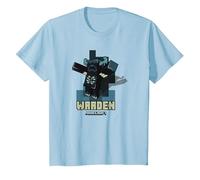 Minecraft Sculk Shriekers Hostile Mob Warden Shadows Camiseta, Niños, Azul Bebé, 6 años