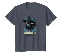 Minecraft Sculk Shriekers Hostile Mob Warden Shadows Camiseta, Niños, Azul Jaspeado, 6 años
