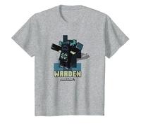 Minecraft Sculk Shriekers Hostile Mob Warden Shadows Camiseta, Niños, Gris Jaspeado, 4 años