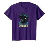 Minecraft Sculk Shriekers Hostile Mob Warden Shadows Camiseta, Niños, Morado, 6 años