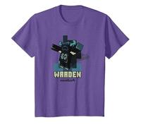 Minecraft Sculk Shriekers Hostile Mob Warden Shadows Camiseta, Niños, Morado Jaspeado, 6 años