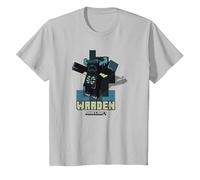 Minecraft Sculk Shriekers Hostile Mob Warden Shadows Camiseta, Niños, Plata, 4 años