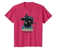 Minecraft Sculk Shriekers Hostile Mob Warden Shadows Camiseta, Niños, Rojo Jaspeado, 4 años