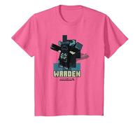 Minecraft Sculk Shriekers Hostile Mob Warden Shadows Camiseta, Niños, Rosa Jaspeado, 4 años