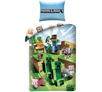 Minecraft Set Cama Individual Agujero Césped Original Edredón 140x200cm Algodón