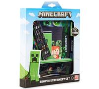 Minecraft Set Papeleria para Niños, Incluye Estuche Escolar Cuaderno A5 Bloc de Notas Lapices Colores Boligrafo, Regalos Cumpleaños Niños Colegio