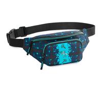 Minecraft Set Riñoneras con Correa Ajustable, Bolso de Viaje para Niños(Azul/Negro)