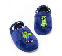 Minecraft Slippers Biños Niños Blue Creeper Vs Zombie TNT House Zapatos 34 EU