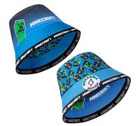 Minecraft Sombreros de Copa Playa y Verano para Niños - Regalos para Jugadores (Azul Reversible)