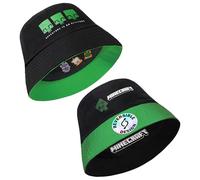 Minecraft Sombreros de Copa Playa y Verano para Niños - Regalos para Jugadores (Negro/Verde Reversible)