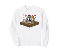 Minecraft Steve and Alex Take Care of Their Beloved Pets Sudadera, Unisex para Adultos, Blanco, XXL
