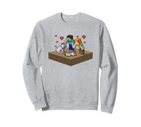 Minecraft Steve and Alex Take Care of Their Beloved Pets Sudadera, Unisex para Adultos, Gris Jaspeado, L