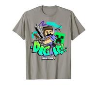 Minecraft Steve & Creeper Face Dig It Graffiti Lettering Art Camiseta