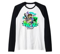 Minecraft Steve & Creeper Face Dig It Graffiti Lettering Art Camiseta Manga Raglan
