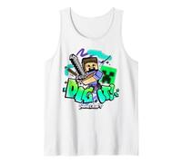 Minecraft Steve & Creeper Face Dig It Graffiti Lettering Art Camiseta sin Mangas
