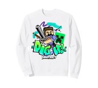 Minecraft Steve & Creeper Face Dig It Graffiti Lettering Art Sudadera