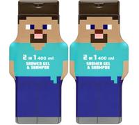 Minecraft Steve Gel de Ducha y Champú 2D 400 ml (Paquete de 2)