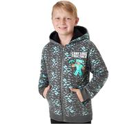 Minecraft Sudadera con Capucha y Cremallera para Niños 7-14 Años, Creeper Steve Chaqueta con Forro Sherpa, Regalo Gamer (9-10 Años, Gris)