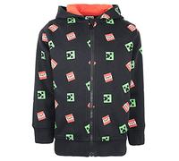 Minecraft - Sudaderas con Capucha para niños - Sudadera con Cremallera Gris y Negra - Regalos de cumpleaños para niños - Sudadera con Cremallera Gris y Negro - Envejecido