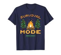 Minecraft Survival Mode Campfire In The Woods Camiseta, Hombre, Azul Marino, XXL