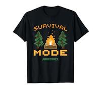Minecraft Survival Mode Campfire In The Woods Camiseta, Hombre, Negro, XL