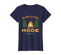 Minecraft Survival Mode Campfire In The Woods Camiseta, Mujer, Azul Marino, M