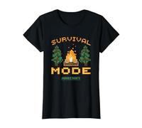 Minecraft Survival Mode Campfire In The Woods Camiseta, Mujer, Negro, 3XL