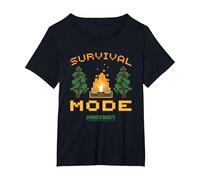 Minecraft Survival Mode Campfire In The Woods Camiseta, Mujer Tallas Grandes, Negro, 4XL Grande