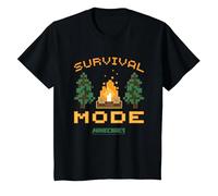 Minecraft Survival Mode Campfire In The Woods Camiseta, Niños, Negro, 6 años