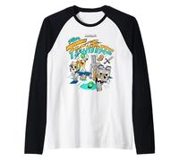 Minecraft Team Fighters Cat and Wolf Companion Mobs Running Camiseta Manga Raglan