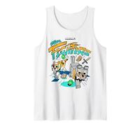 Minecraft Team Fighters Cat and Wolf Companion Mobs Running Camiseta sin Mangas