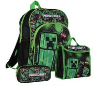 Minecraft TNT - Juego de mochila de 3 piezas, mochila, lonchera y estuche (verde AOP)