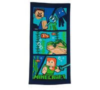 Minecraft - Toalla de playa para niños, toalla de baño y natación azul, 70 | Minecraft Character Artwork in a Blue - Toalla (70 x 140 cm), diseño de personajes
