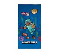 Minecraft Toalla | Tacto súper Suave, diseño de Juego oceánico hogar, baño, Playa y Piscina | Talla única 140 cm x 70 cm