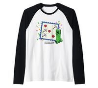 Minecraft Valentine's Day Be Mine Creeper Valentine's Card Camiseta Manga Raglan