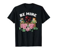 Minecraft Valentine's Day Steve & Alex Feeding Piggy Family Camiseta