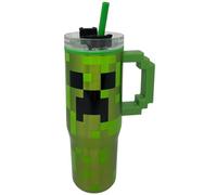 Minecraft - Vaso térmico con pajita y asa, 770 ml, taza térmica de acero inoxidable de doble pared, mantiene frío y caliente, diseño Creeper, gadget oficial para jugadores y aficionados